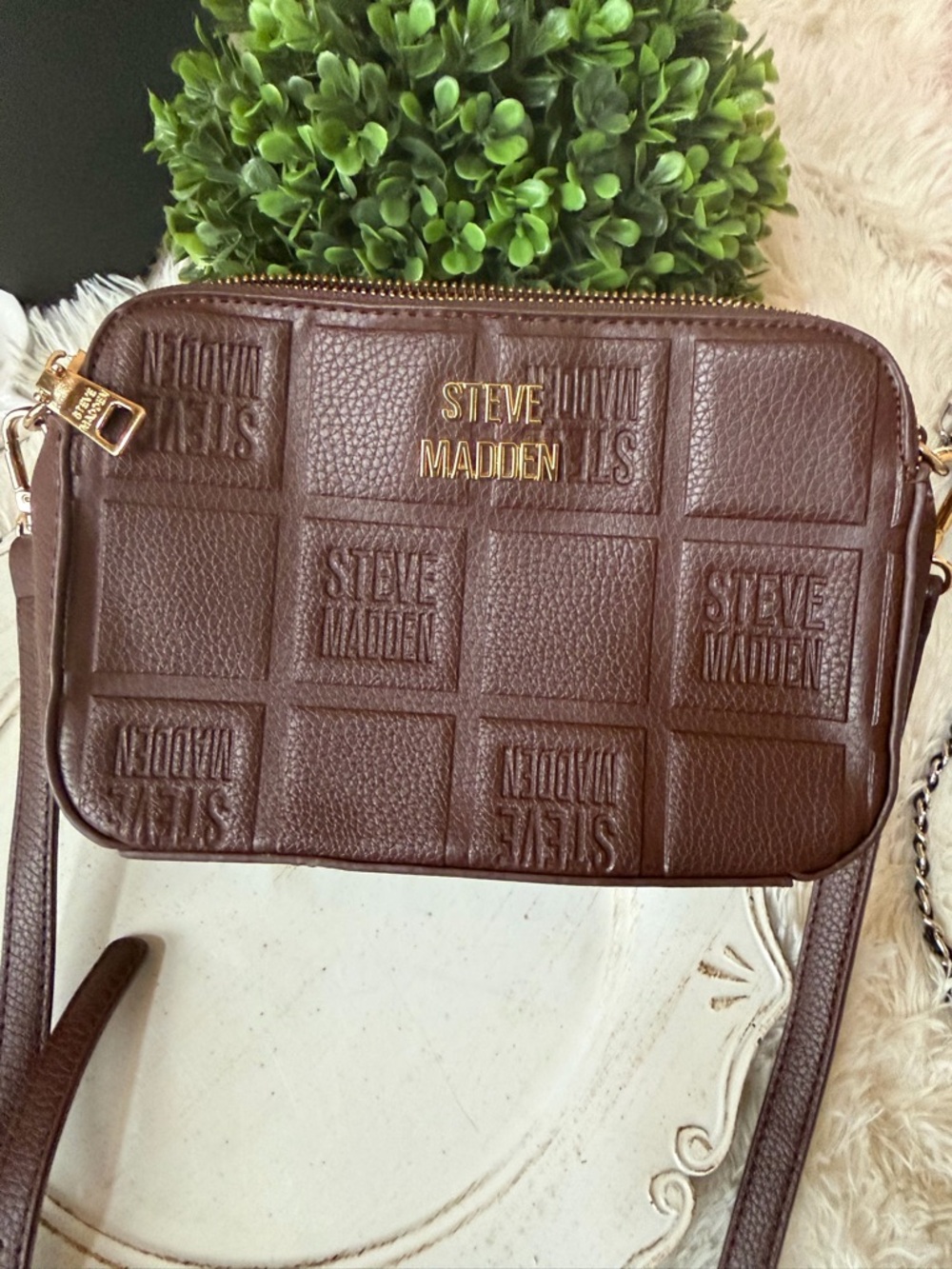Steve Madden Chocolate Brown faux Leather Crossbody